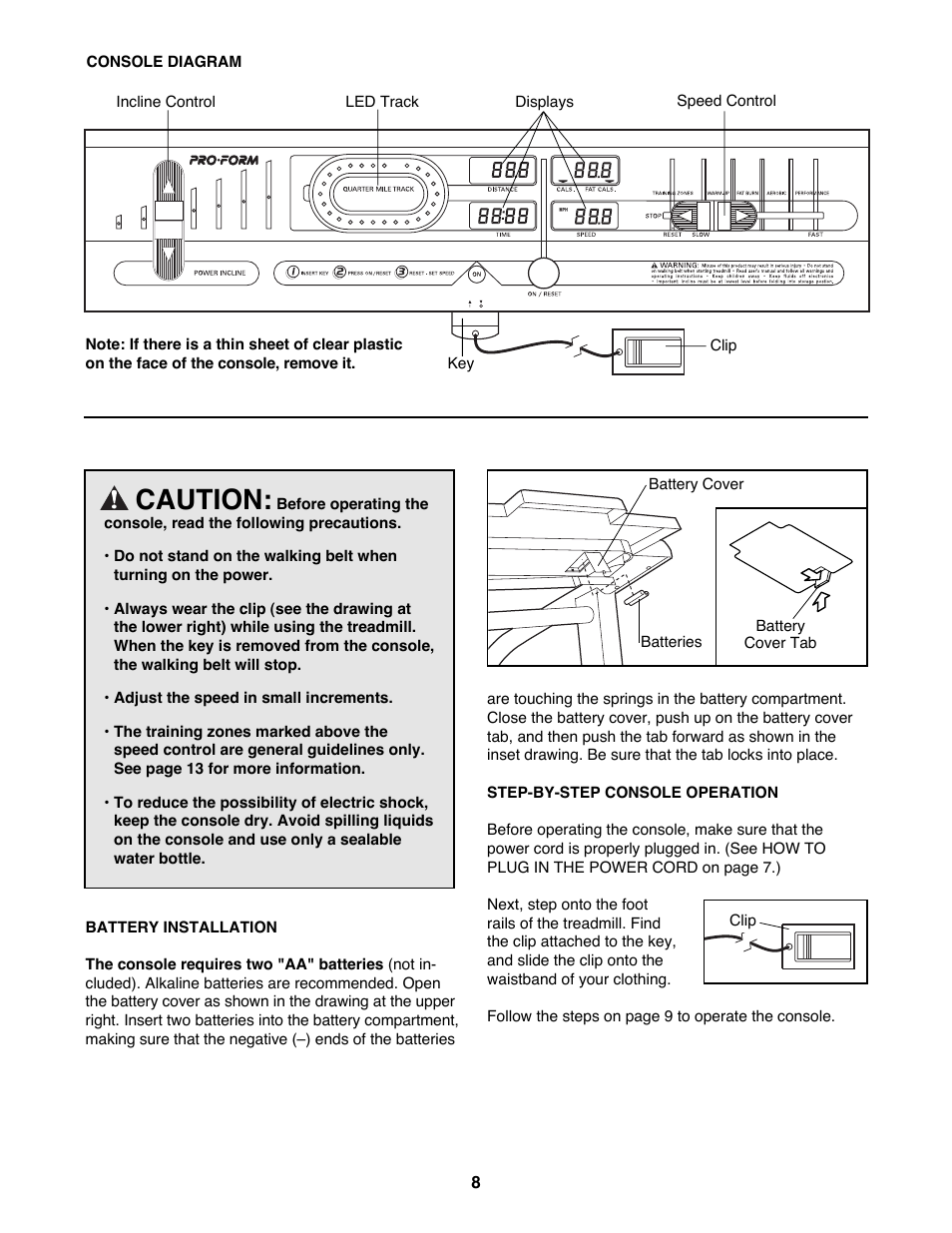 Caution | ProForm 831.298070 User Manual | Page 8 / 18