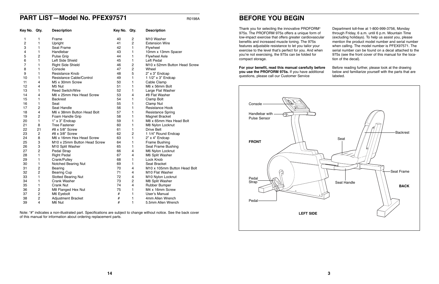 Before you begin | ProForm 975S PFEX97571 User Manual | Page 3 / 8