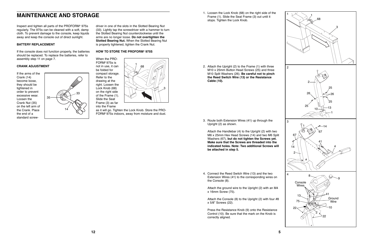 Maintenance and storage | ProForm 975S PFEX97571 User Manual | Page 5 / 8
