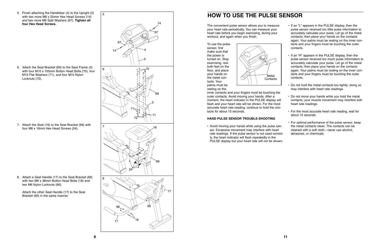 How to use the pulse sensor | ProForm 975S PFEX97571 User Manual | Page 6 / 8