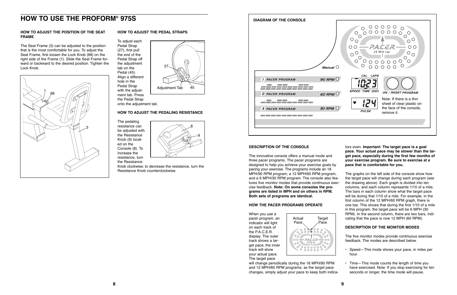 How to use the proform, 975s | ProForm 975S PFEX97571 User Manual | Page 8 / 8