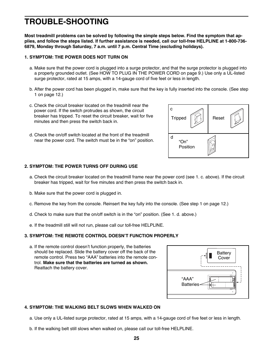 Trouble-shooting | ProForm 785 TL User Manual | Page 25 / 34