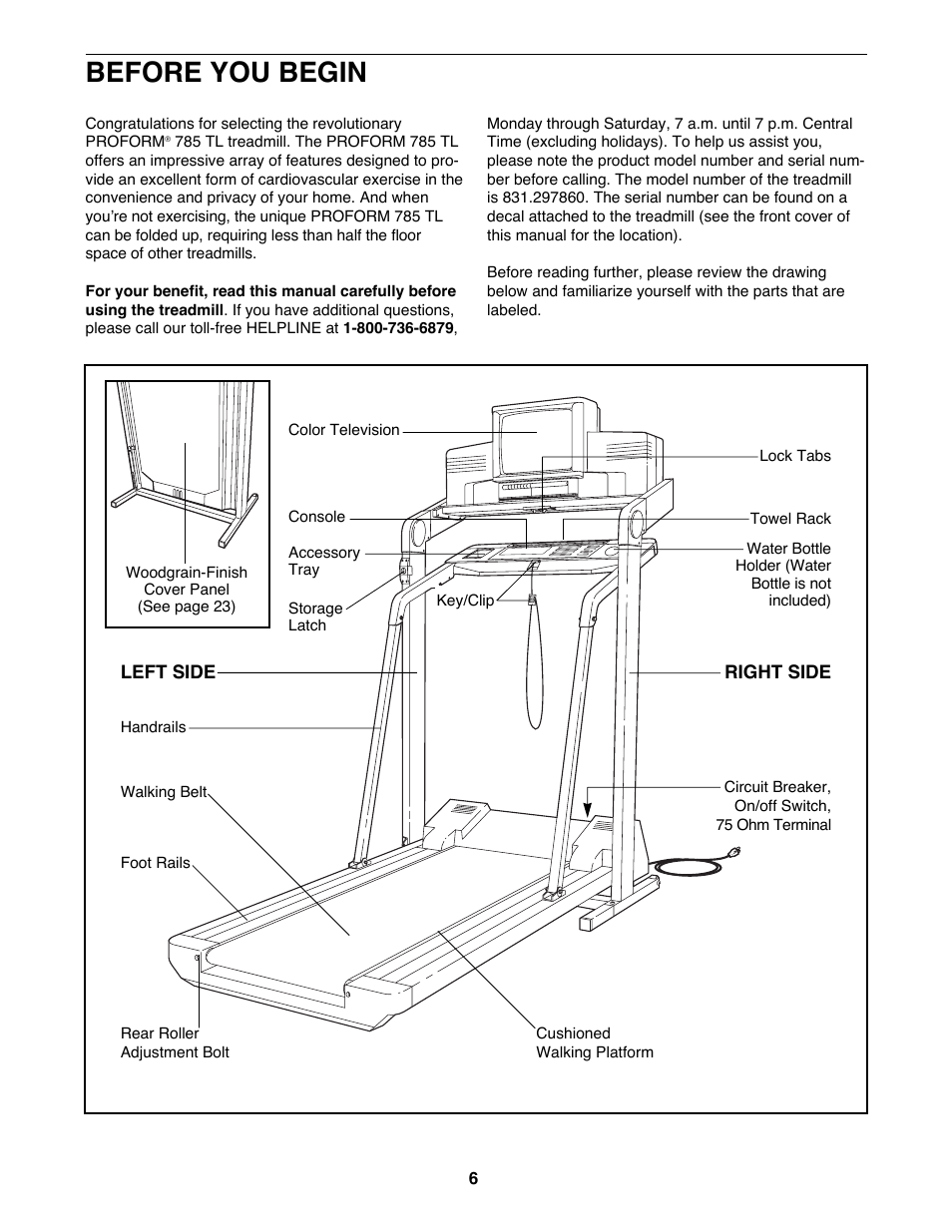 Before you begin | ProForm 785 TL User Manual | Page 6 / 34