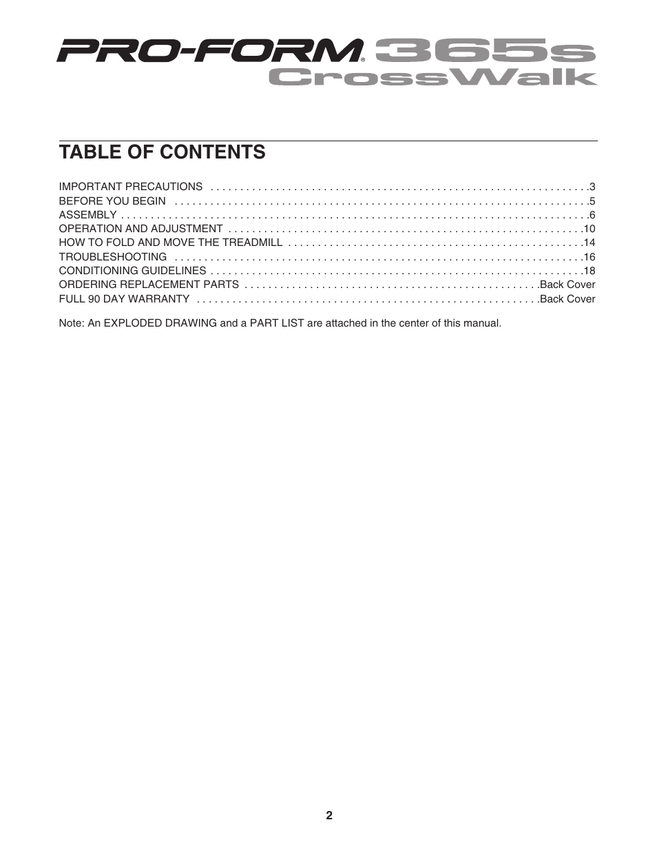 ProForm Crosswalk 831.295032 User Manual | Page 2 / 22