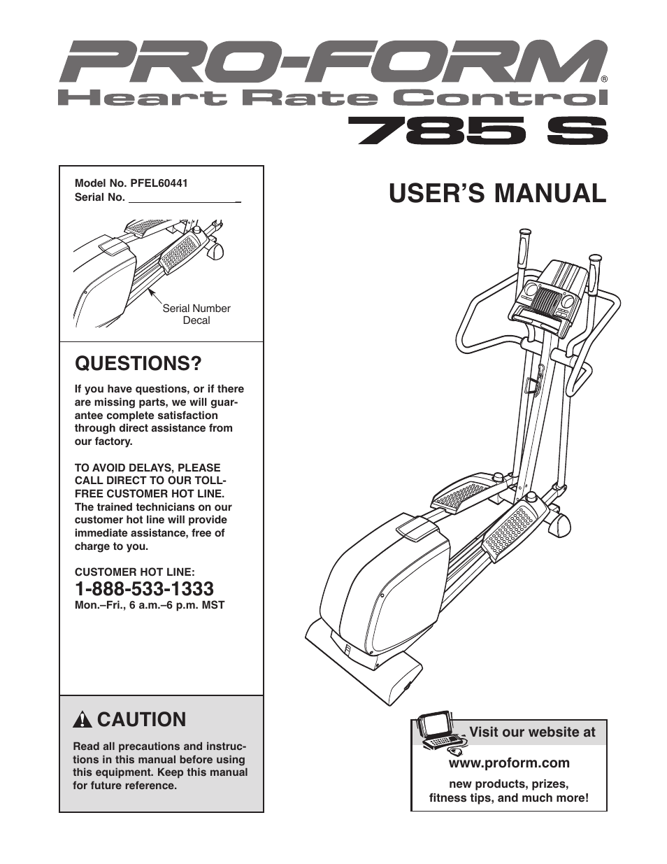 ProForm 785 S User Manual | 24 pages
