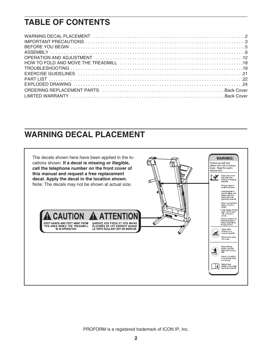 ProForm Trainer 30464.0 User Manual | Page 2 / 28