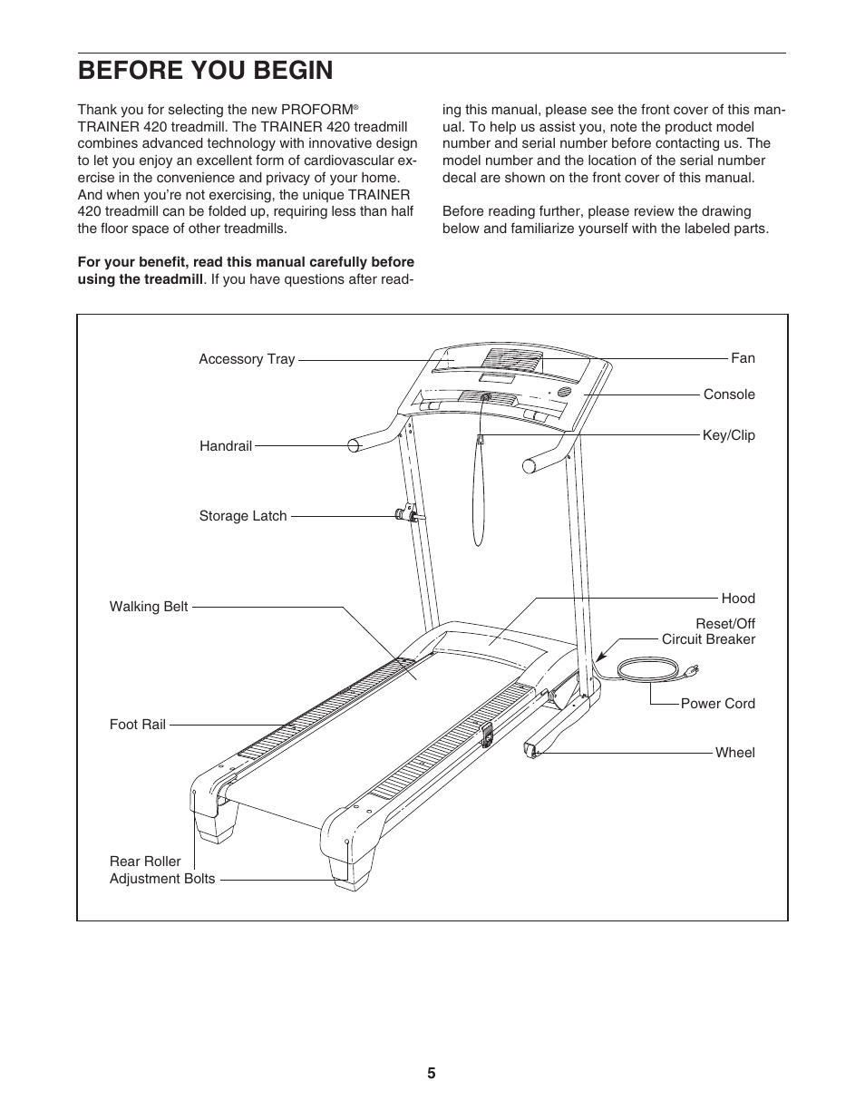 Before you begin | ProForm Trainer 30464.0 User Manual | Page 5 / 28