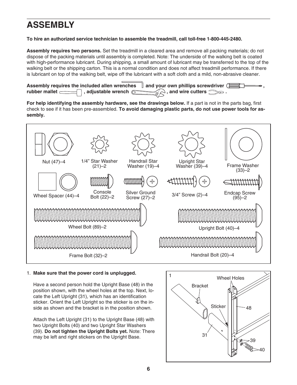Assembly | ProForm 595Pi User Manual | Page 6 / 26