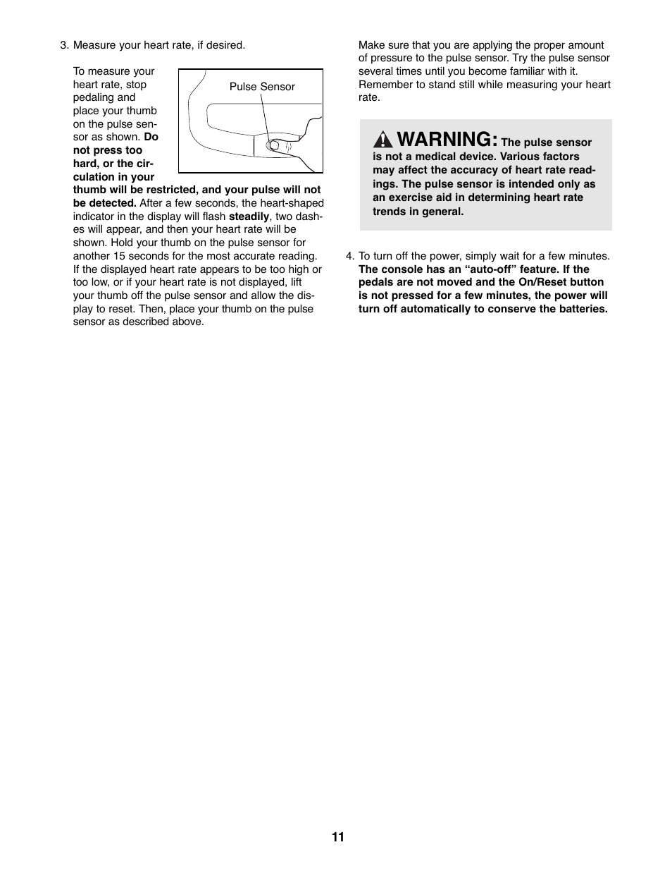 Warning | ProForm CardioCross Trainer PFEL29222 User Manual | Page 11 / 16