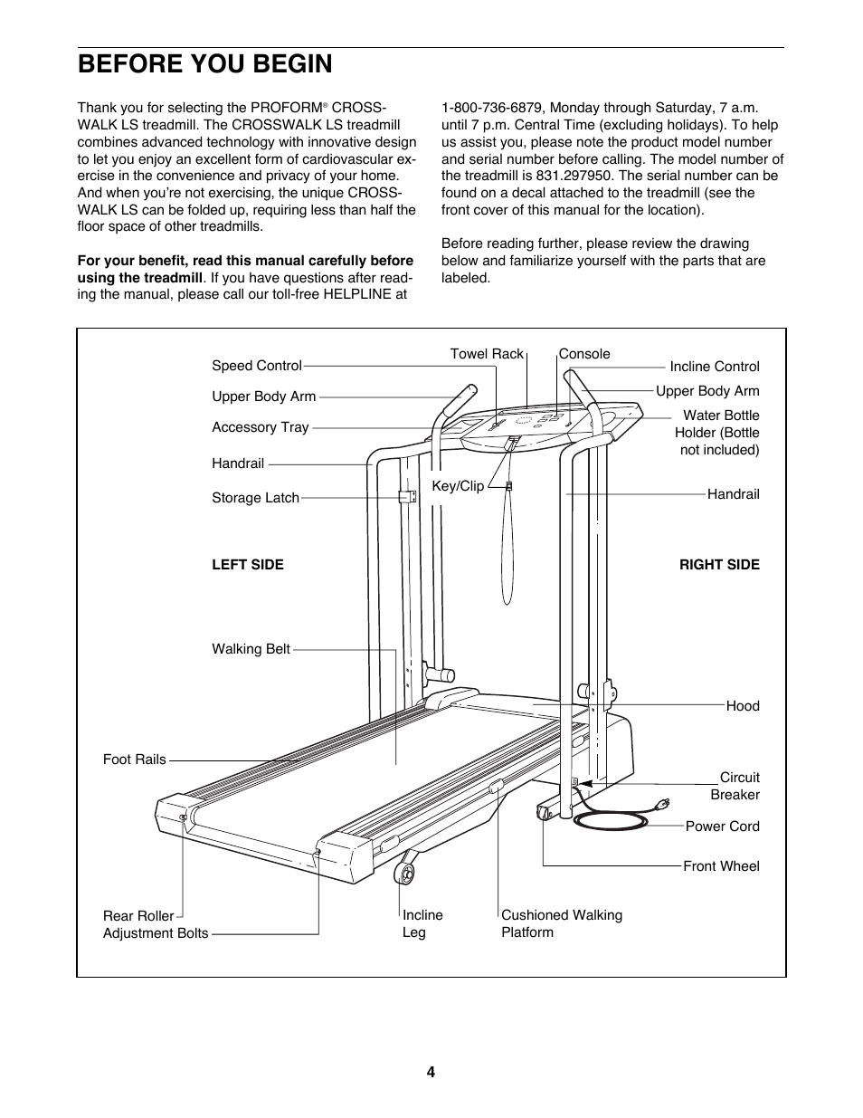 Before you begin | ProForm 831.297950 User Manual | Page 4 / 18