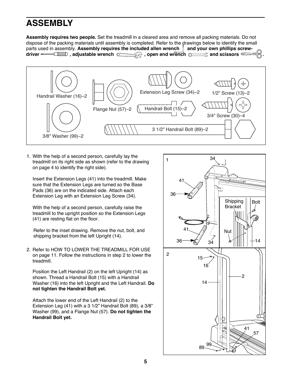 Assembly | ProForm 831.297950 User Manual | Page 5 / 18