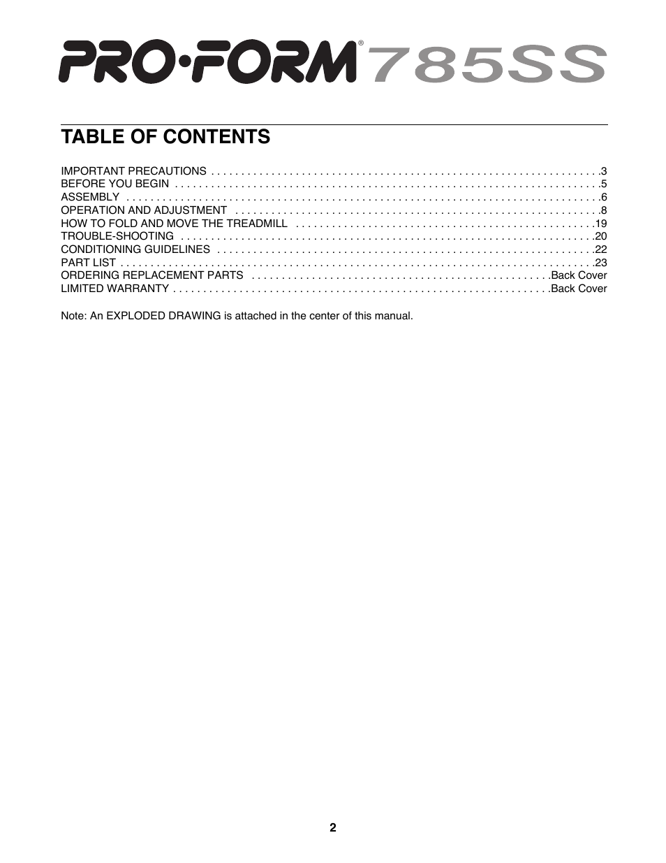ProForm PFTL79100 User Manual | Page 2 / 26