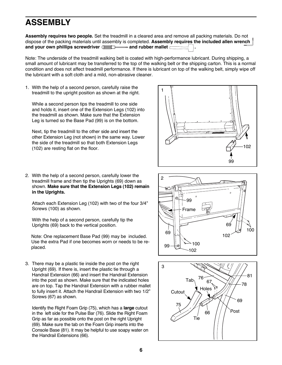 Assembly | ProForm PFTL79100 User Manual | Page 6 / 26