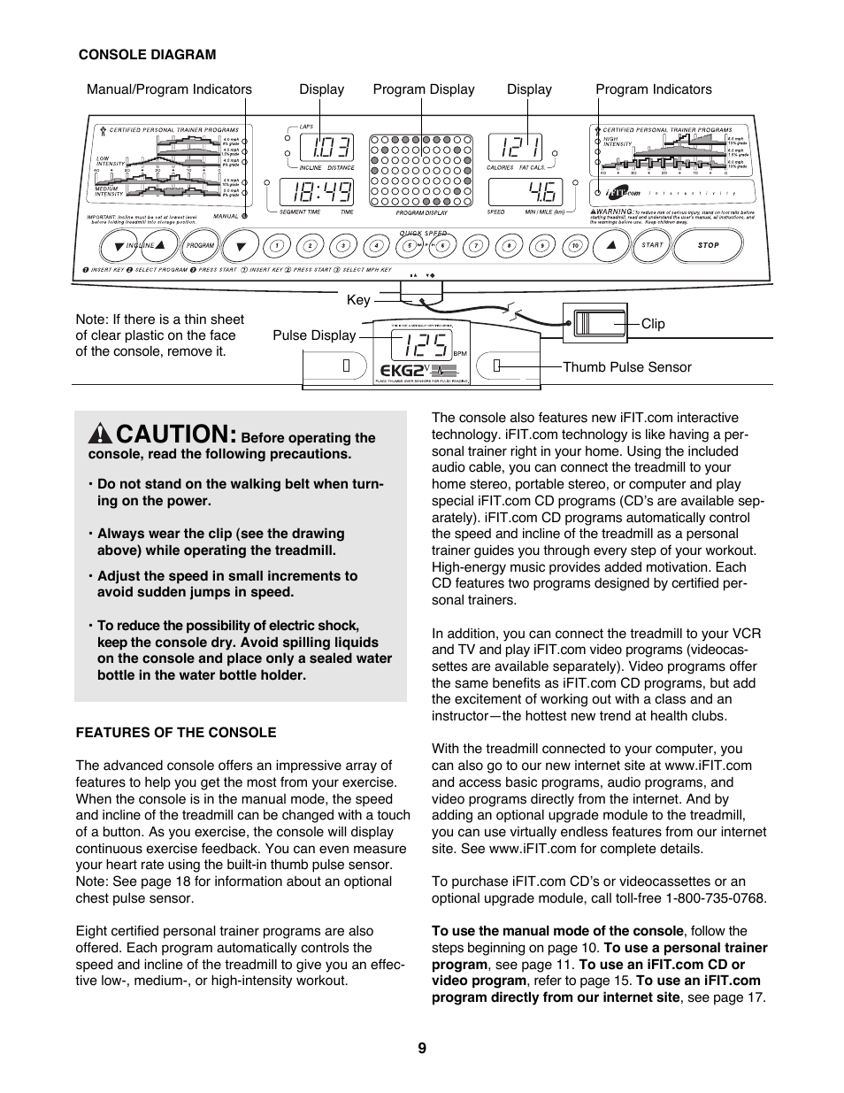 Caution | ProForm PFTL79100 User Manual | Page 9 / 26