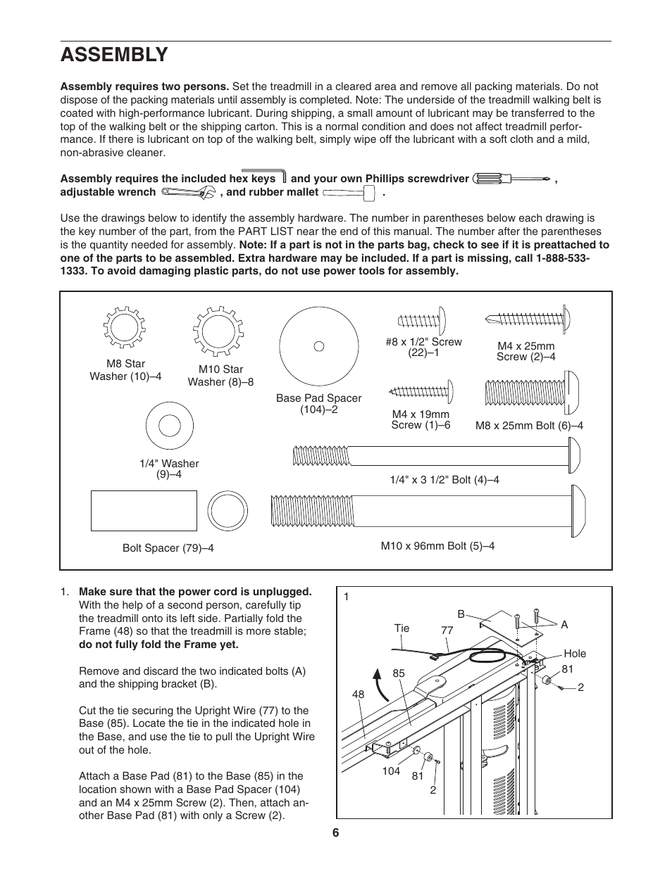 Assembly | ProForm Crosswalk 831.24723.1 User Manual | Page 6 / 28