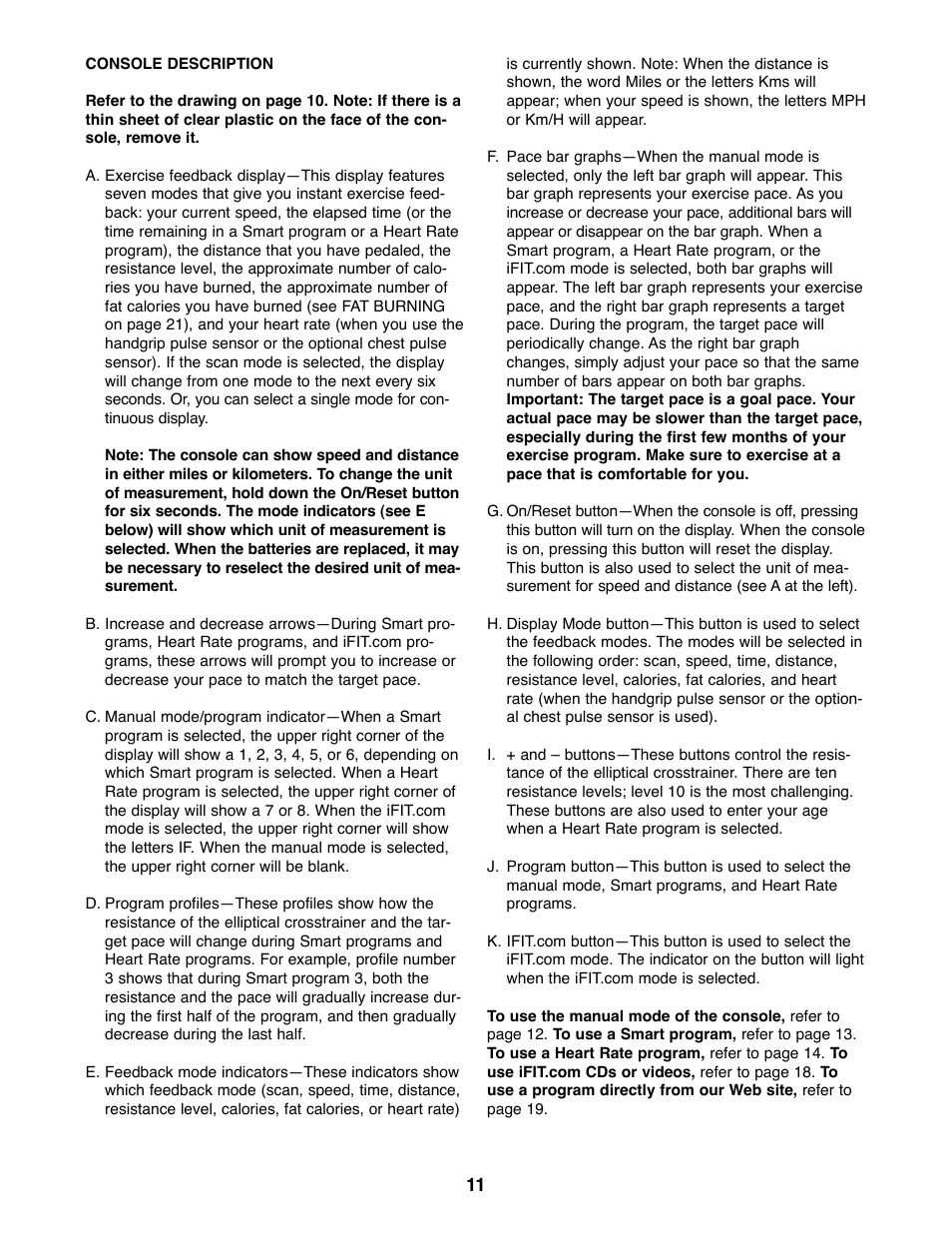 ProForm PFCCEL45012 User Manual | Page 11 / 24