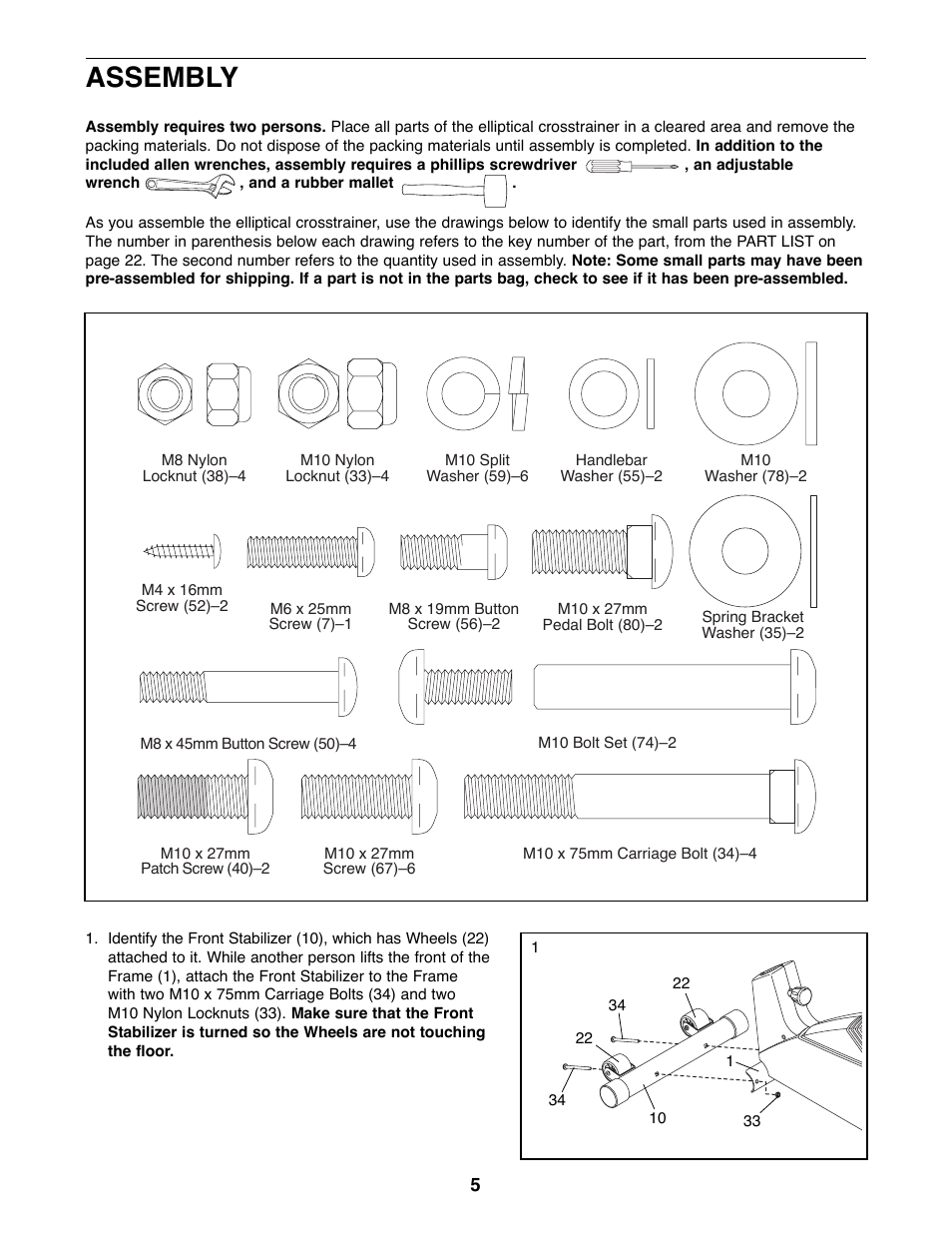 Assembly | ProForm PFCCEL45012 User Manual | Page 5 / 24