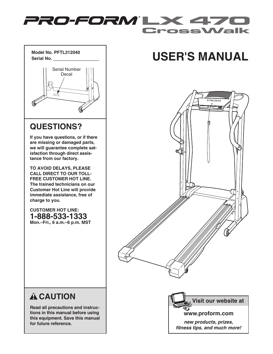 ProForm CrossWalk PFTL312040 User Manual | 23 pages