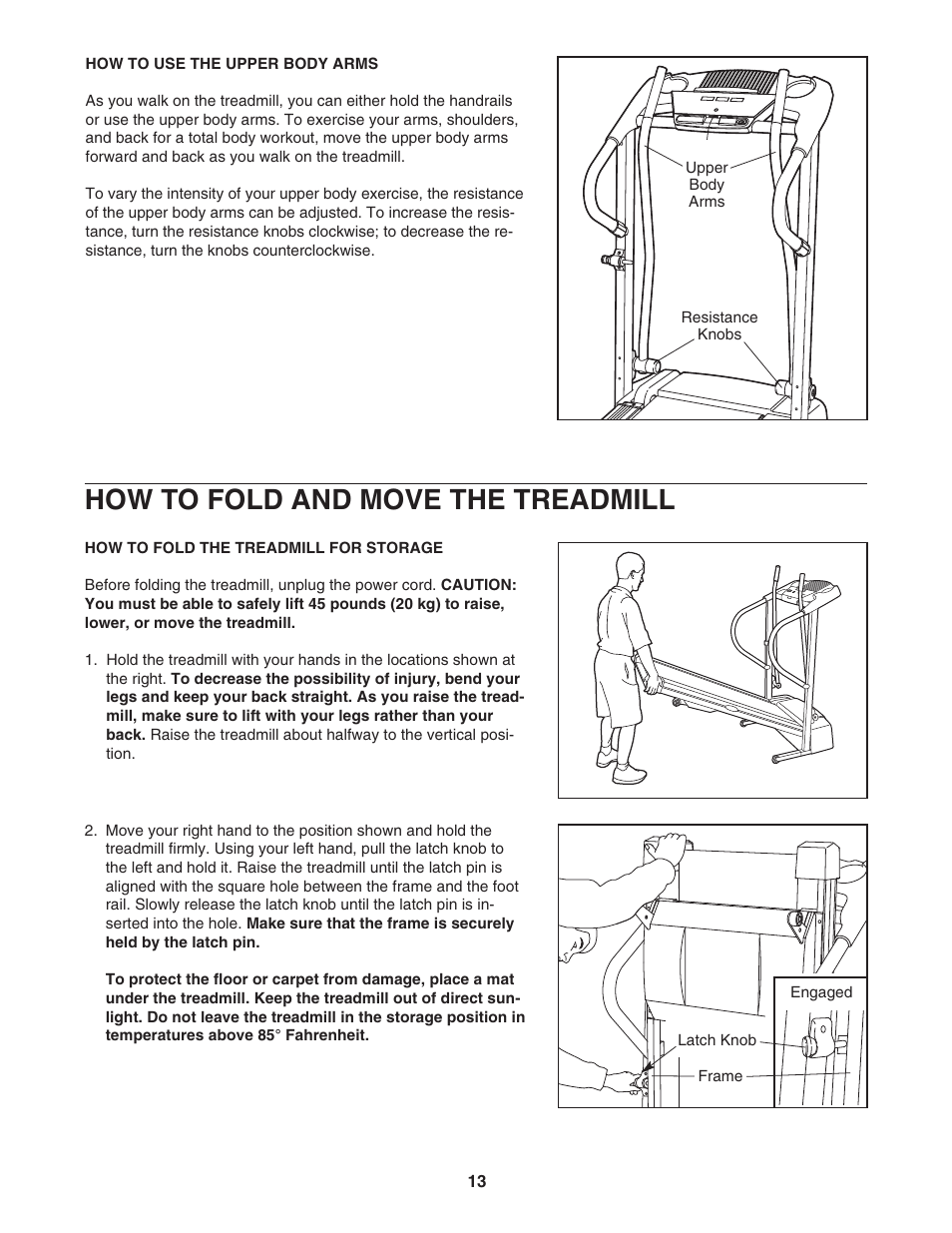 How to fold and move the treadmill | ProForm CrossWalk PFTL312040 User Manual | Page 13 / 23