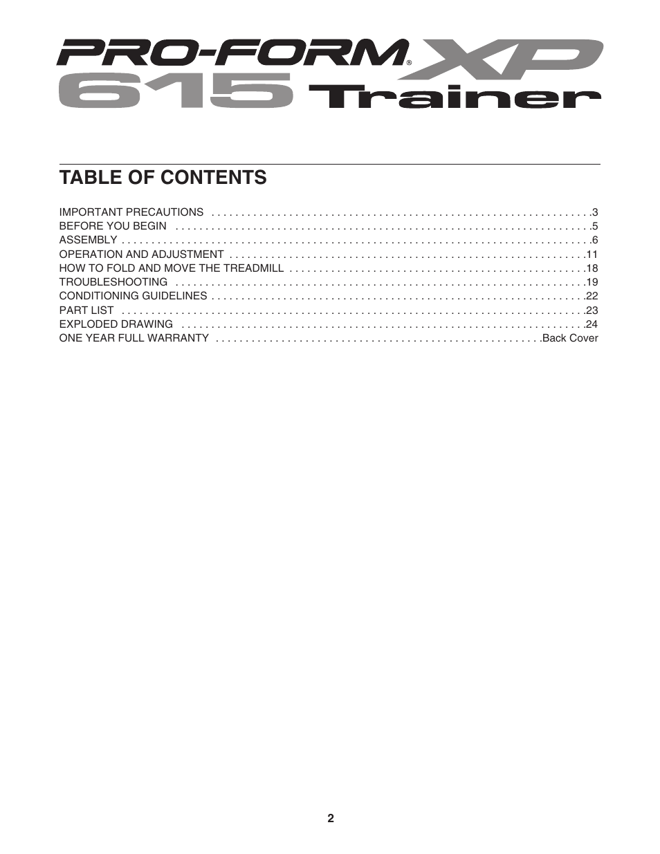 ProForm 831.24745.0 User Manual | Page 2 / 28