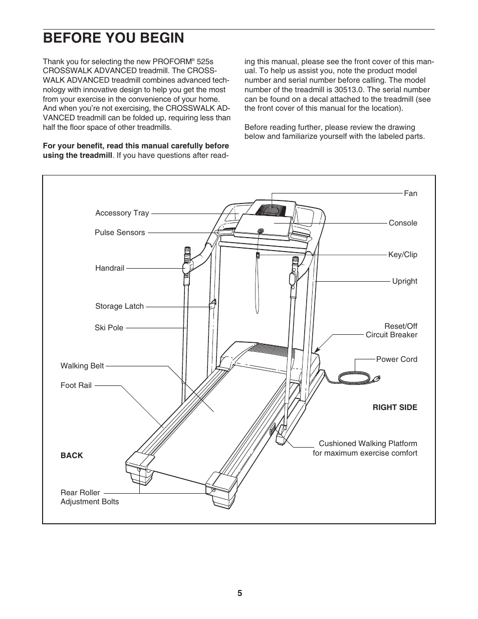 Before you begin | ProForm 30513.0 User Manual | Page 5 / 30