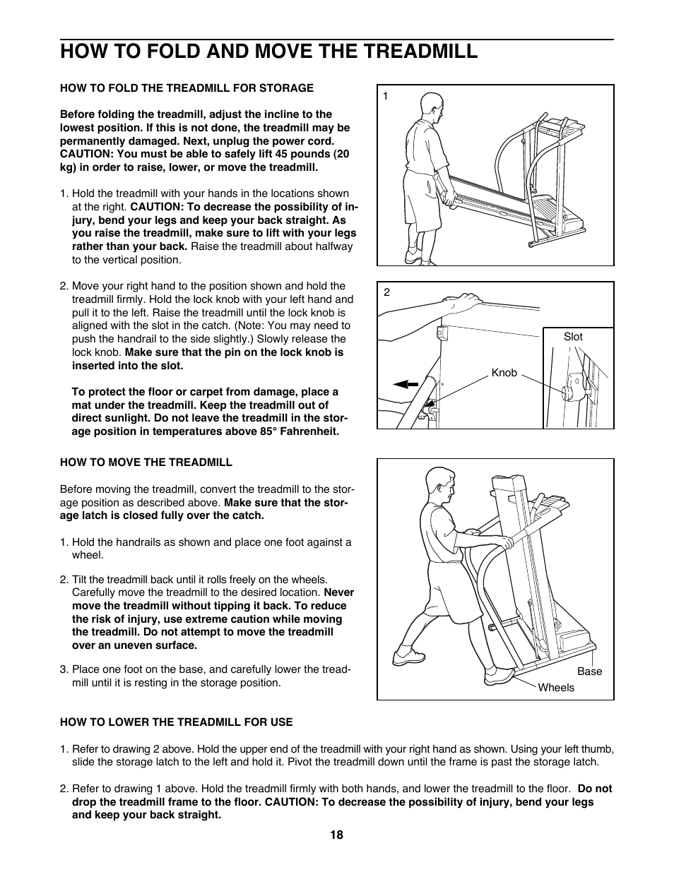 How to fold and move the treadmill | ProForm 831.299450 User Manual | Page 18 / 26