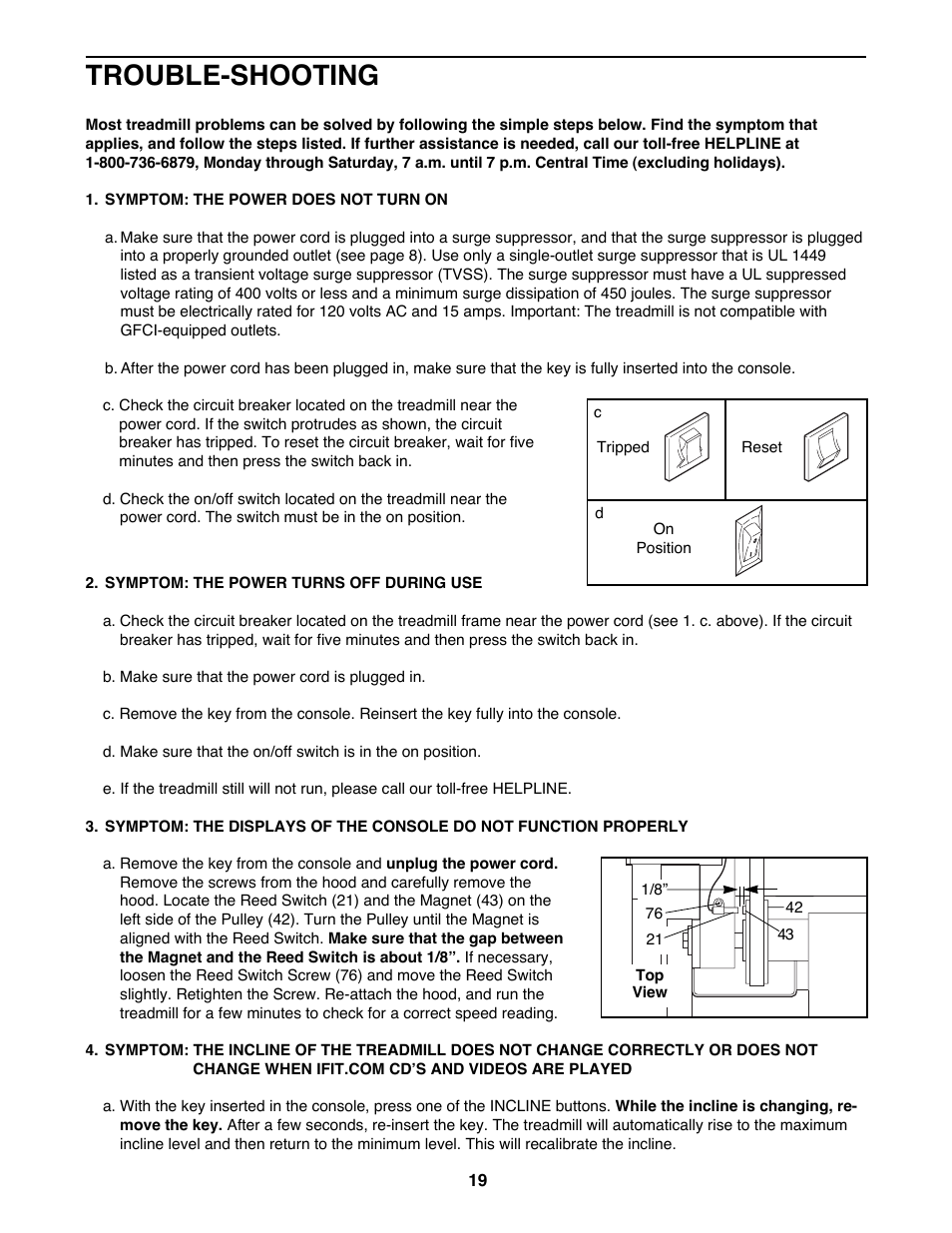 Trouble-shooting | ProForm 831.299450 User Manual | Page 19 / 26