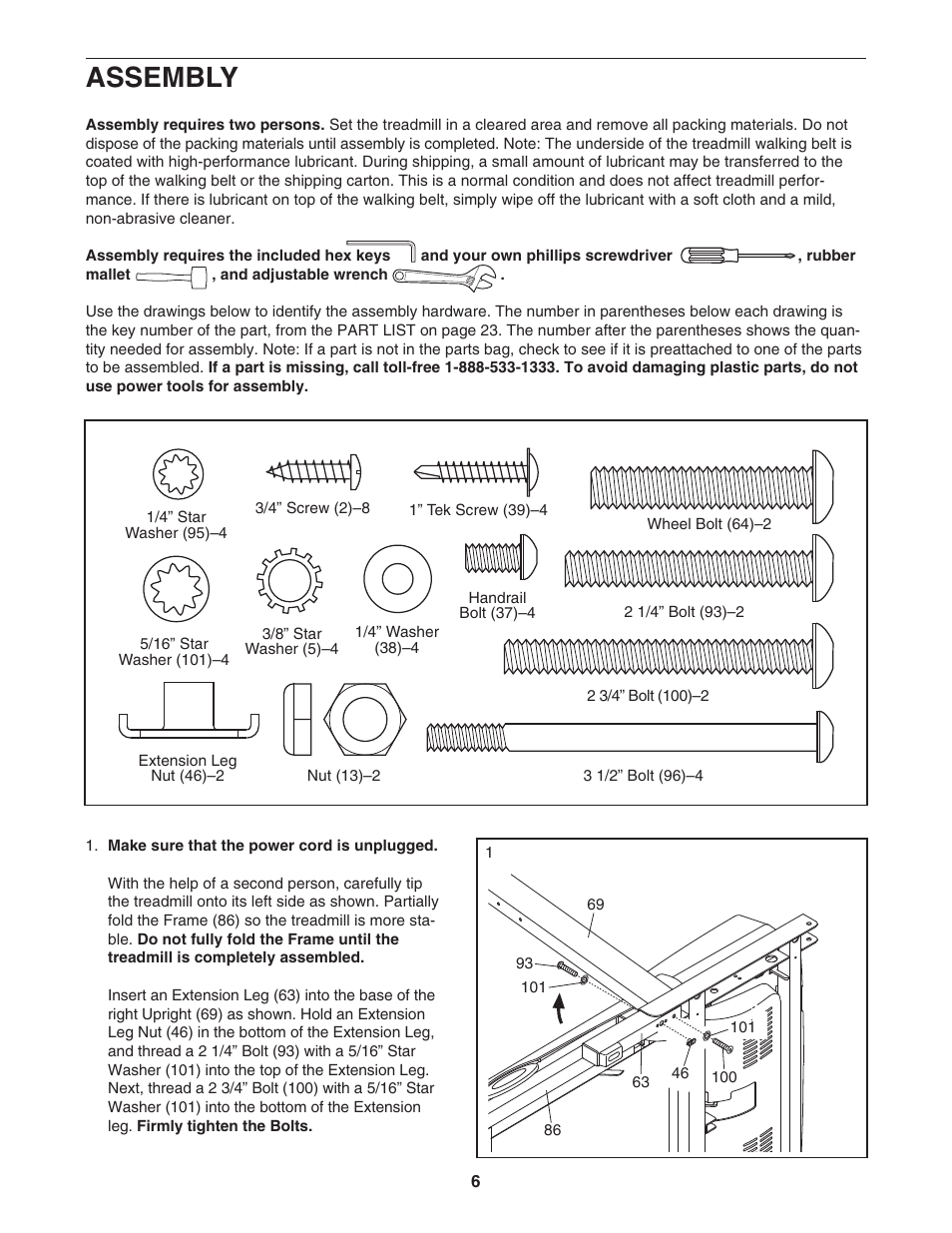 Assembly | ProForm CROSSWALK 831.24633.0 User Manual | Page 6 / 28