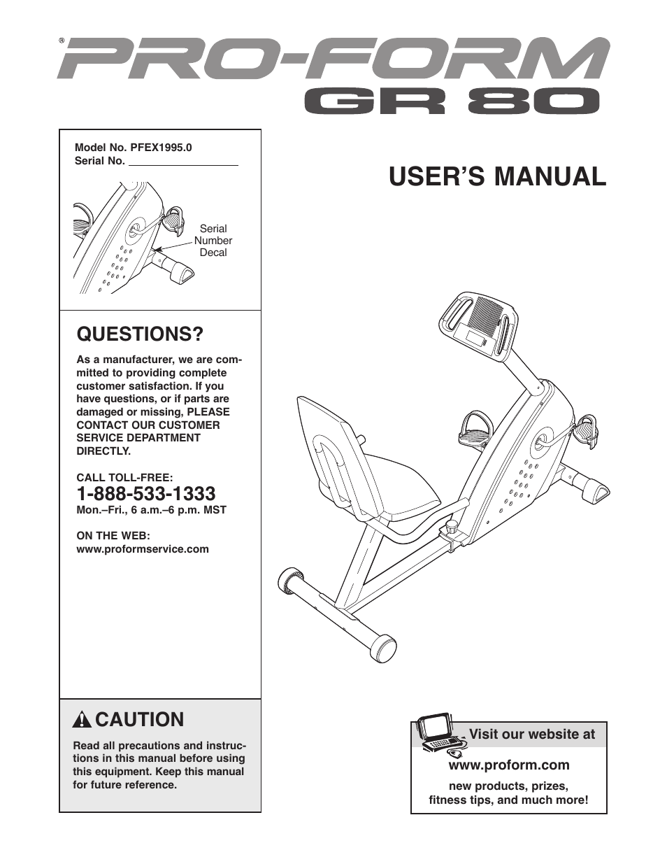 ProForm PFEX1995.0 User Manual | 16 pages