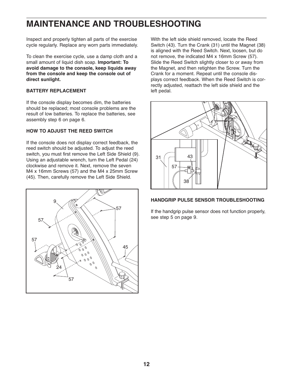 Maintenance and troubleshooting | ProForm PFEX1995.0 User Manual | Page 12 / 16