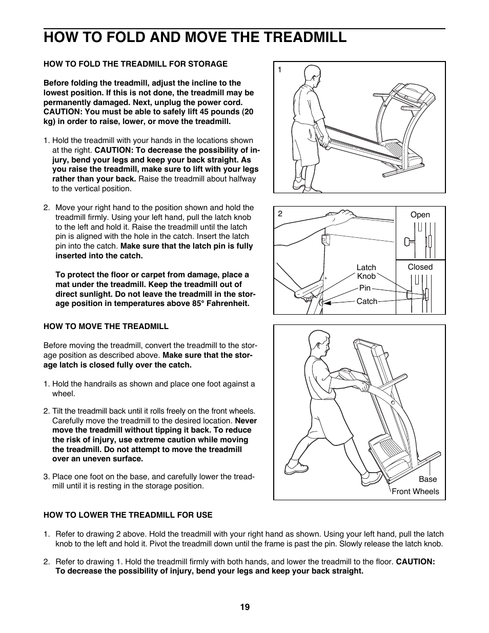 How to fold and move the treadmill | ProForm 830QT User Manual | Page 19 / 26