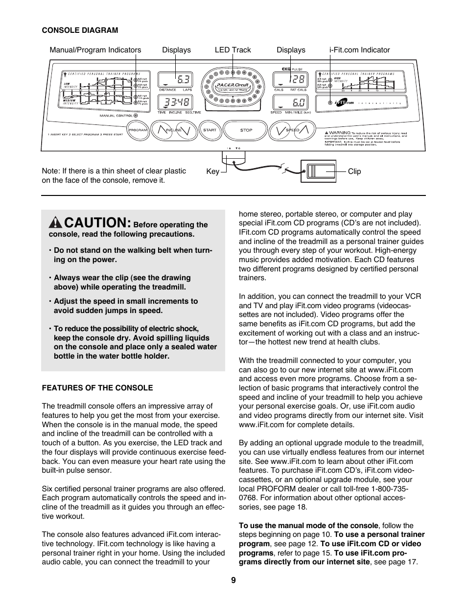 Caution | ProForm 830QT User Manual | Page 9 / 26