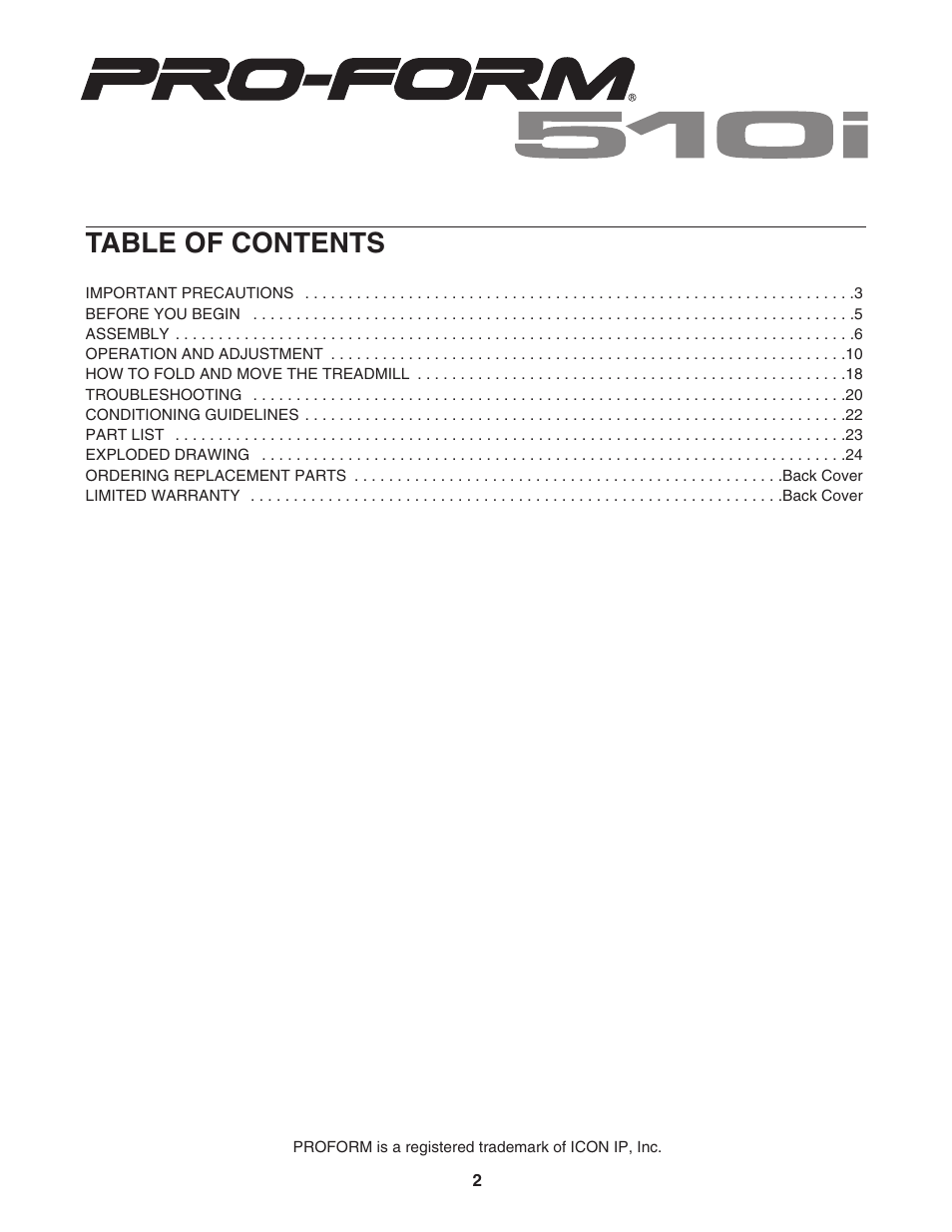 ProForm 30777.0 User Manual | Page 2 / 28
