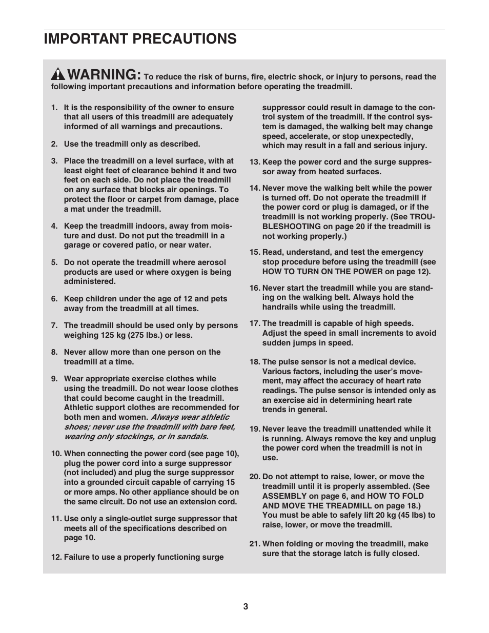 Warning, Important precautions | ProForm 30777.0 User Manual | Page 3 / 28