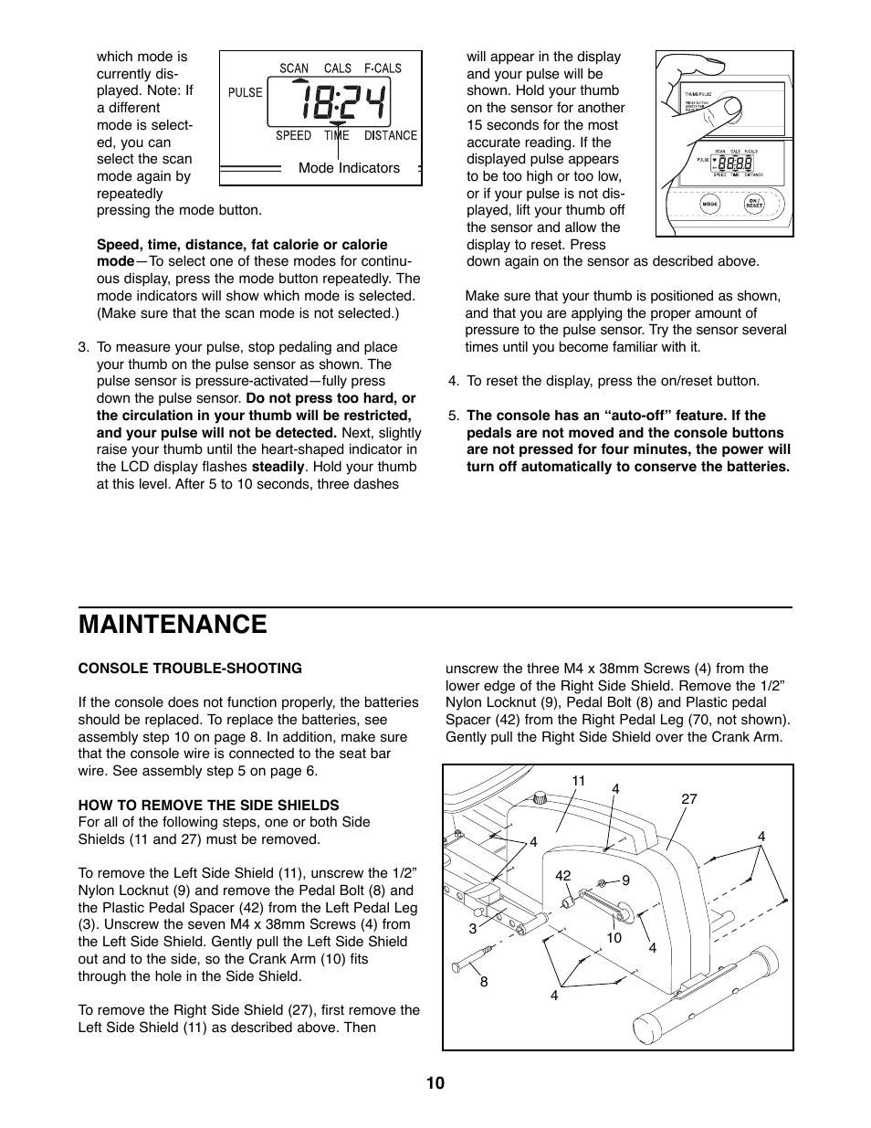 Maintenance | ProForm 831.285870 User Manual | Page 10 / 16