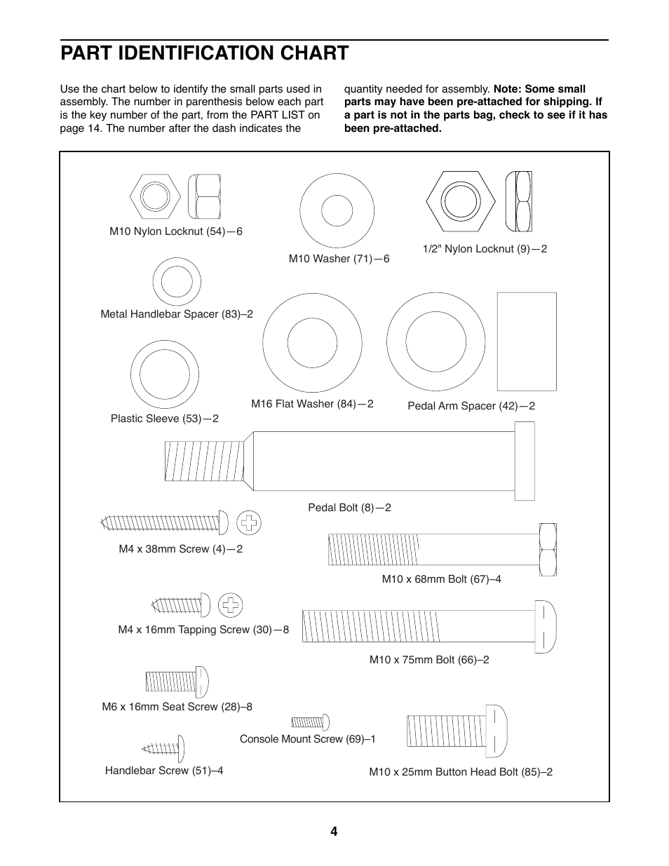 Part identification chart | ProForm 831.285870 User Manual | Page 4 / 16