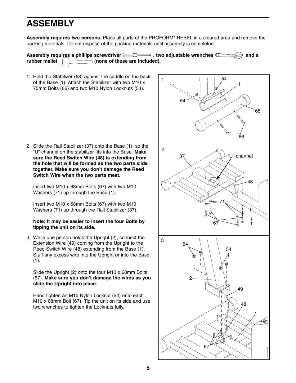 Assembly | ProForm 831.285870 User Manual | Page 5 / 16