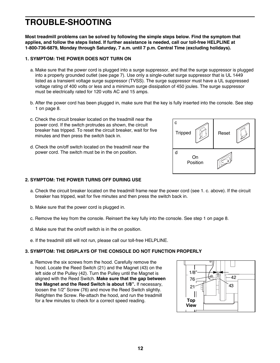 Trouble-shooting | ProForm 831.297693 User Manual | Page 12 / 18