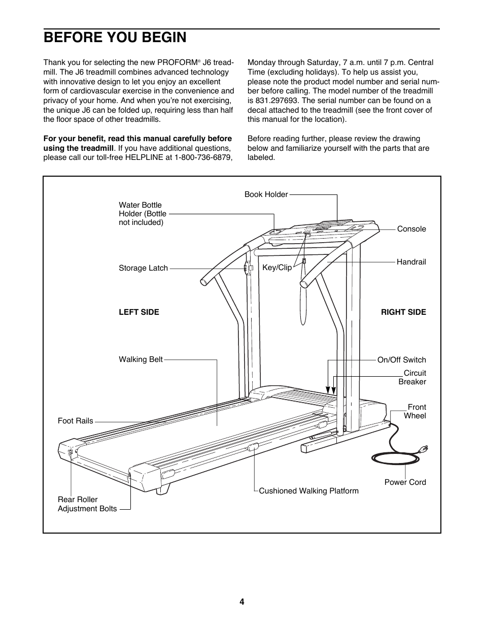 Before you begin | ProForm 831.297693 User Manual | Page 4 / 18