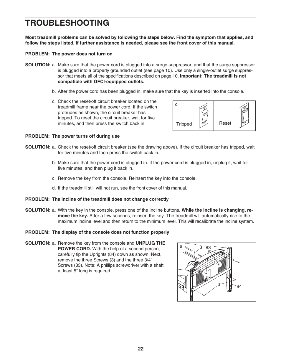Troubleshooting | ProForm PFTL99106.0 User Manual | Page 22 / 32