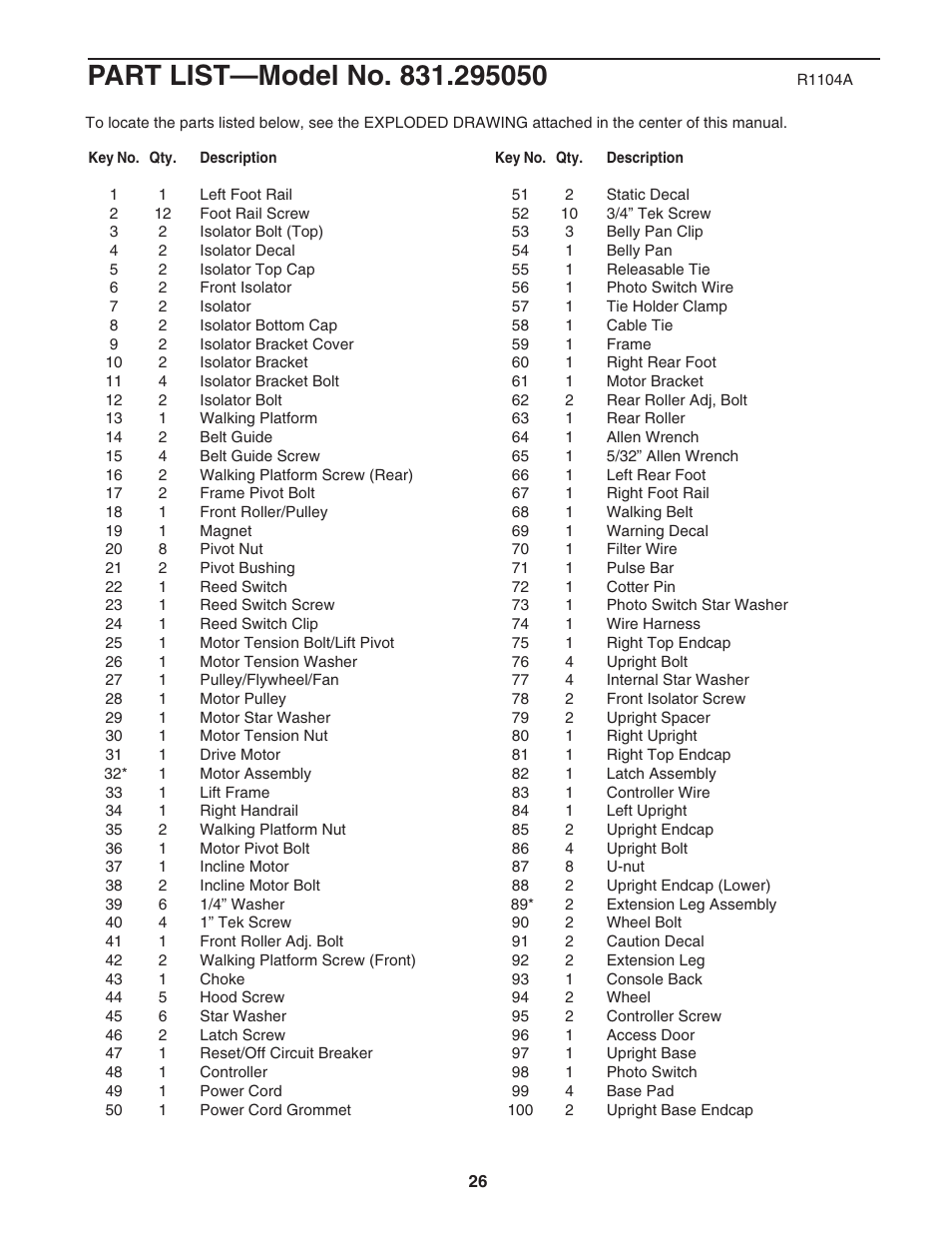 ProForm XP 542s 831.295050 User Manual | Page 26 / 30