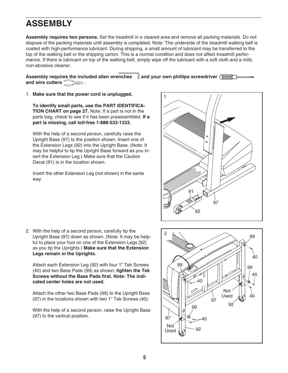 Assembly | ProForm XP 542s 831.295050 User Manual | Page 5 / 30