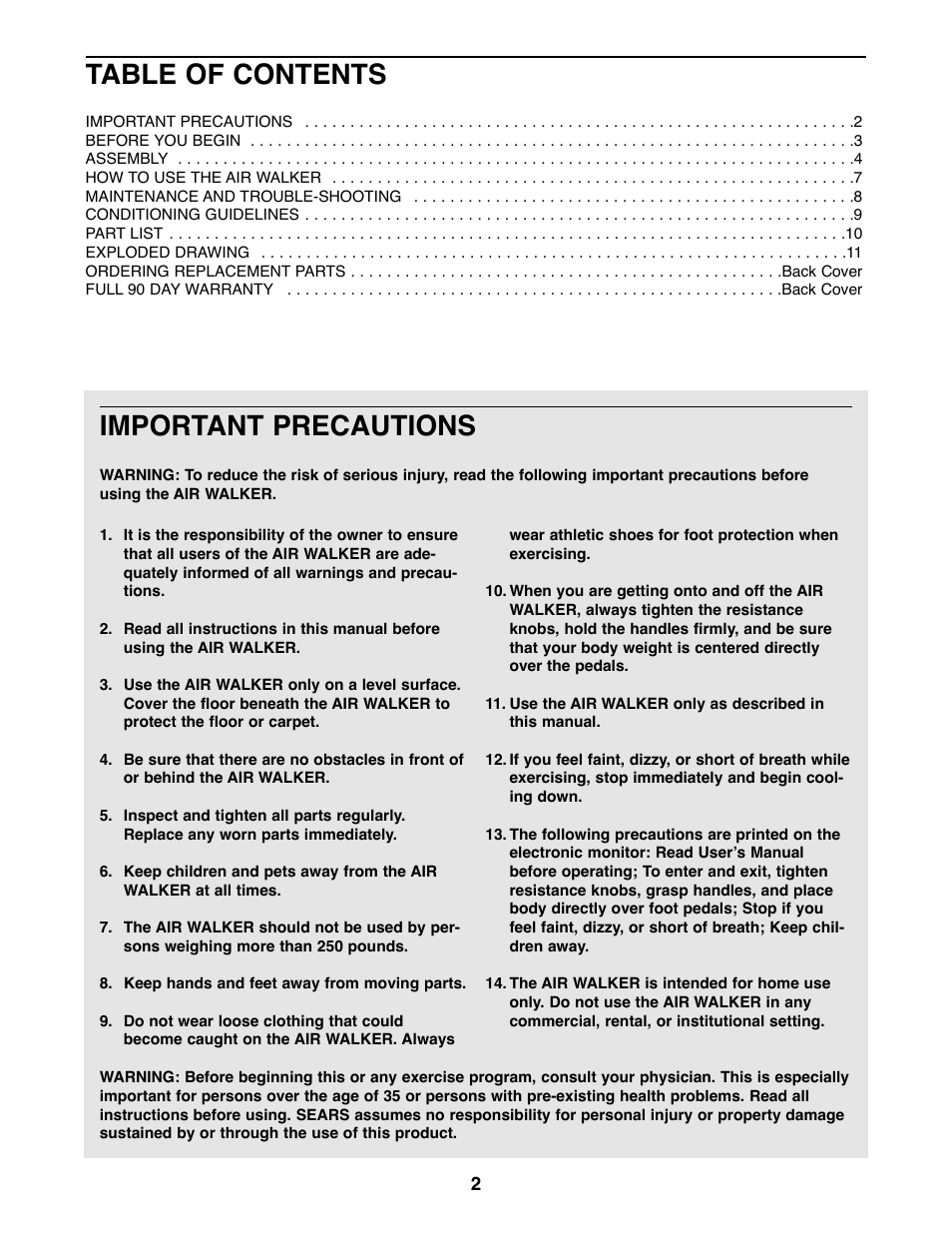 ProForm 831.290824 User Manual | Page 2 / 12
