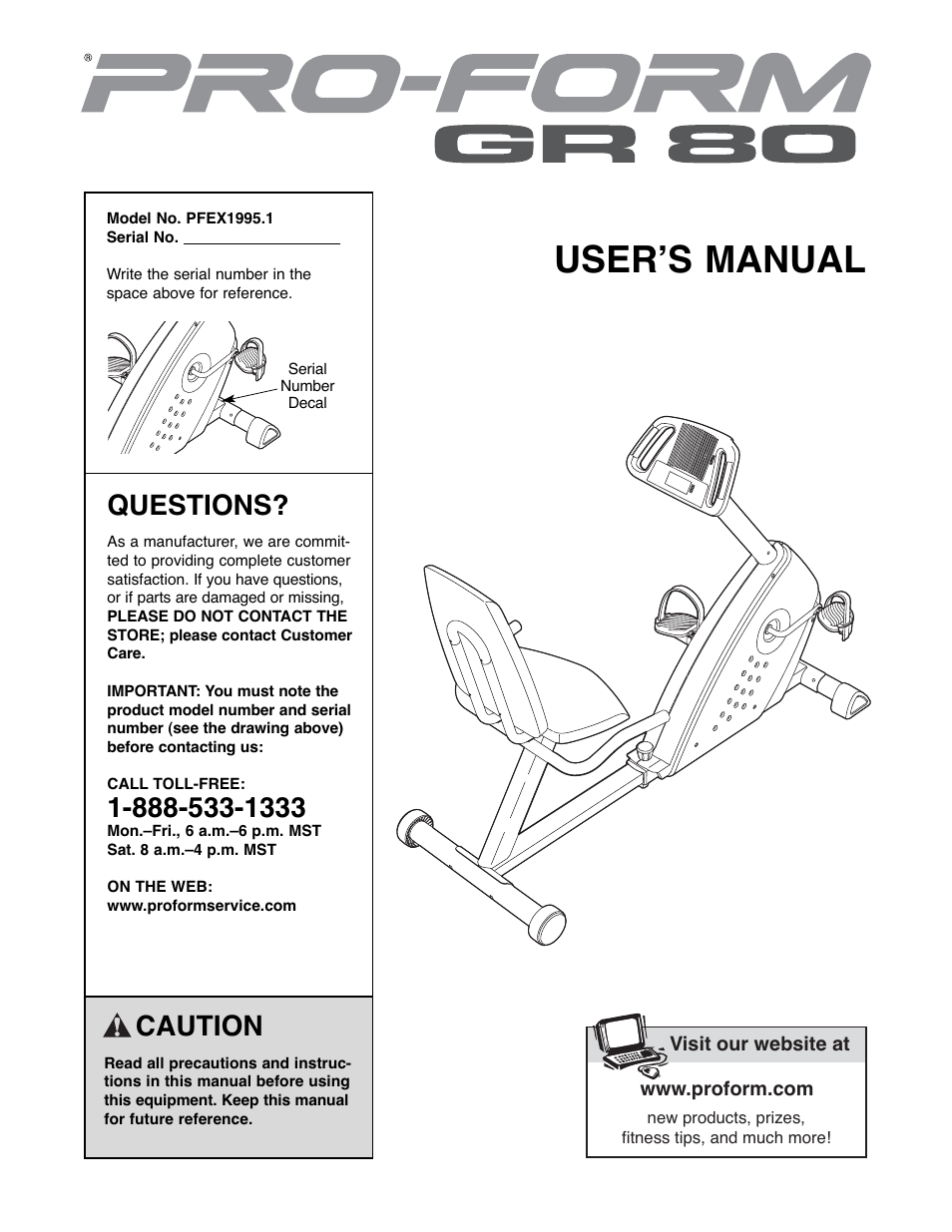 ProForm GR 80 PFEX1995.1 User Manual | 20 pages