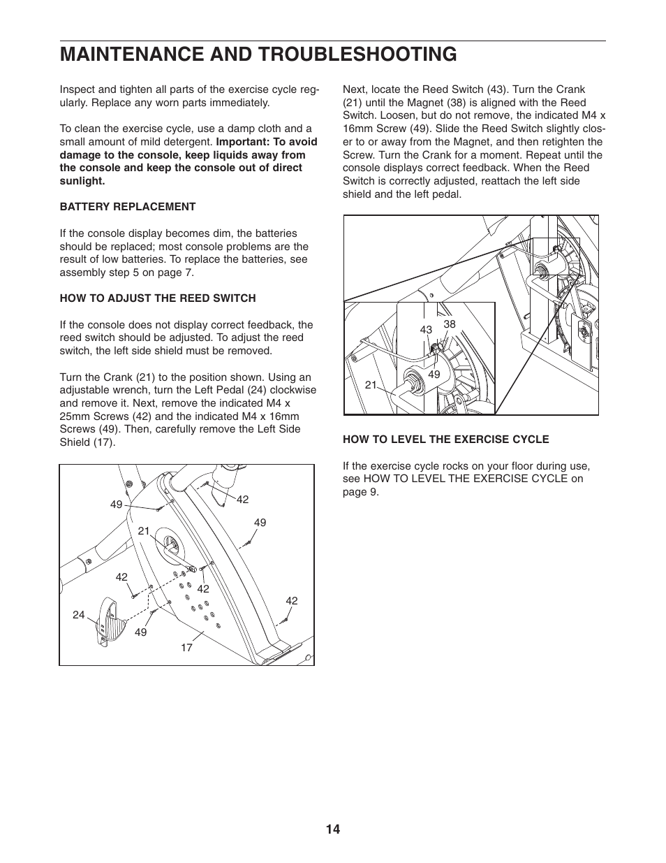 Maintenance and troubleshooting | ProForm GR 75 PFEX1495.0 User Manual | Page 14 / 20