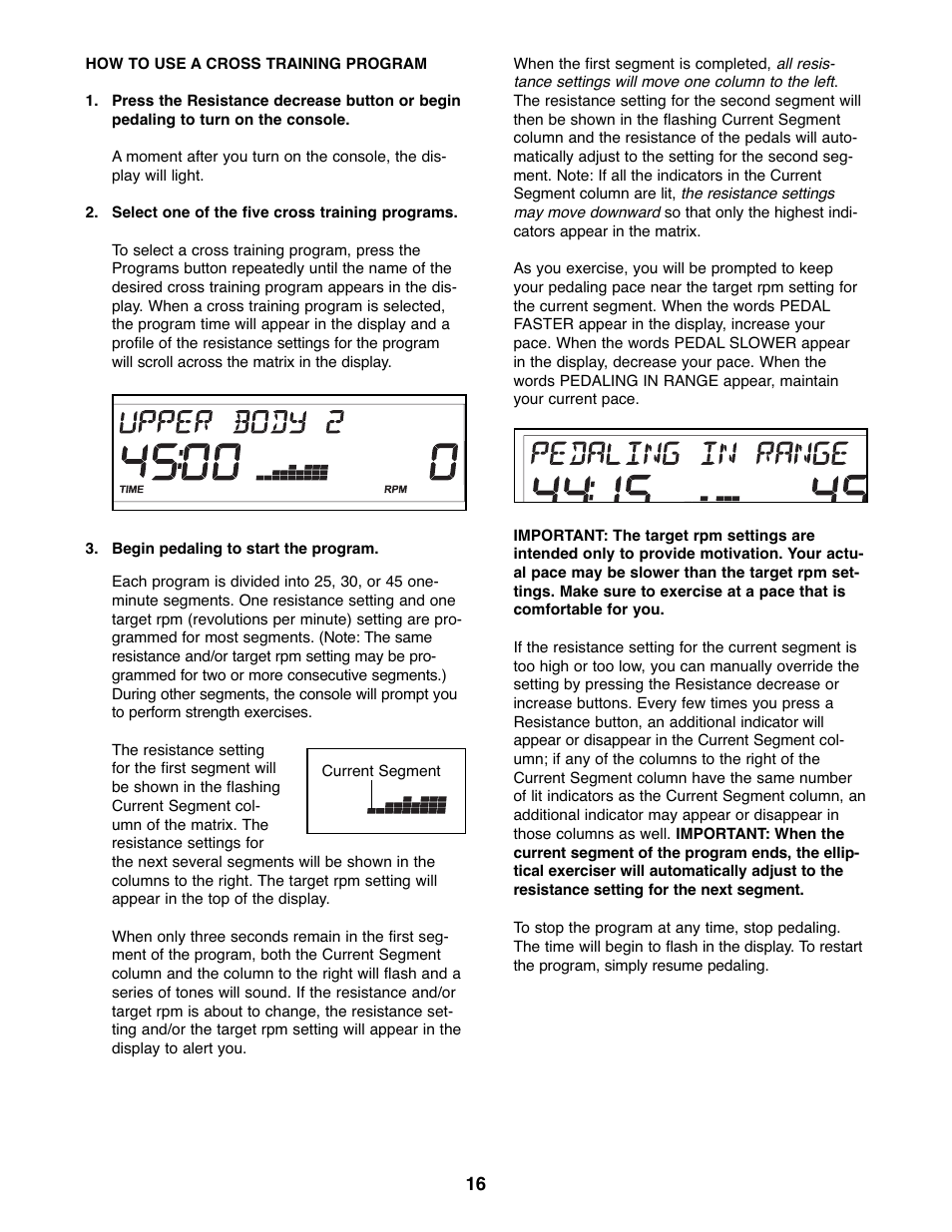 ProForm XP 160 831.28645.1 User Manual | Page 16 / 28