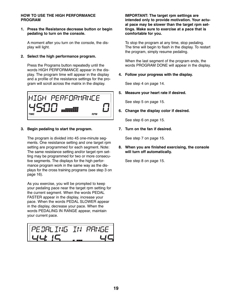 ProForm XP 160 831.28645.1 User Manual | Page 19 / 28