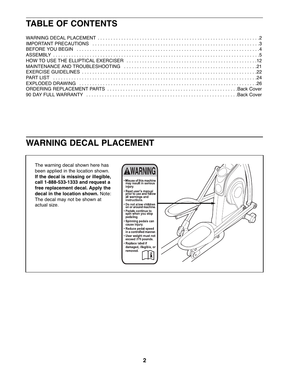 ProForm XP 160 831.28645.1 User Manual | Page 2 / 28