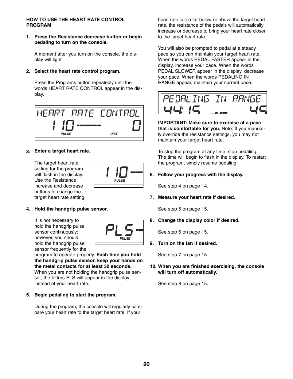 ProForm XP 160 831.28645.1 User Manual | Page 20 / 28
