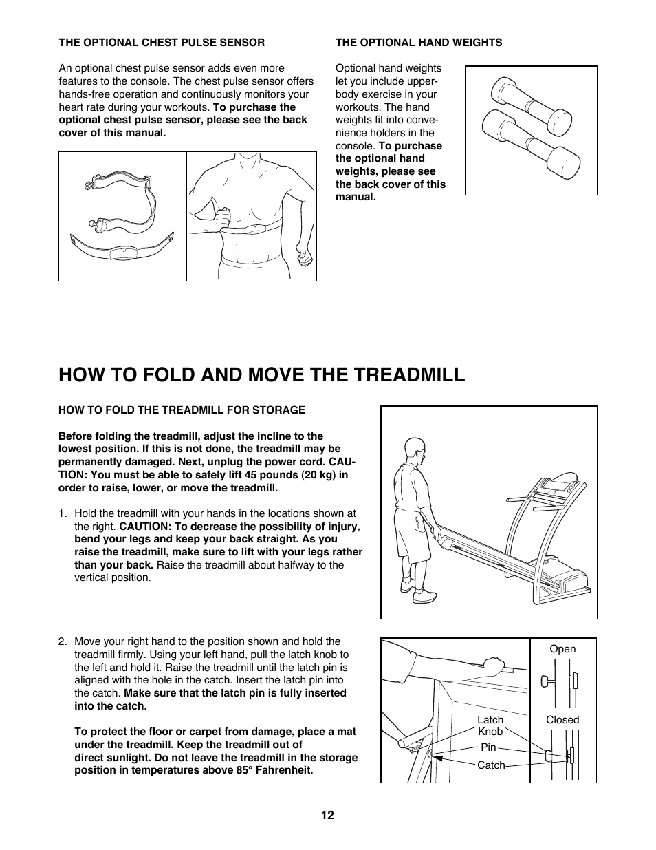 How to fold and move the treadmill | ProForm 831.297982 User Manual | Page 12 / 22